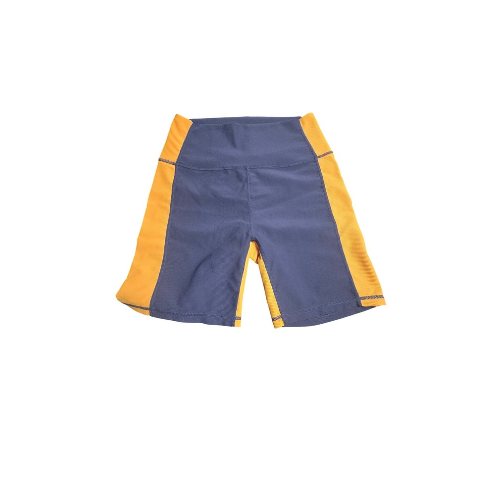 Wilo The Label Biker Shorts Womens Medium Blue Orange Ribbed Colorblock